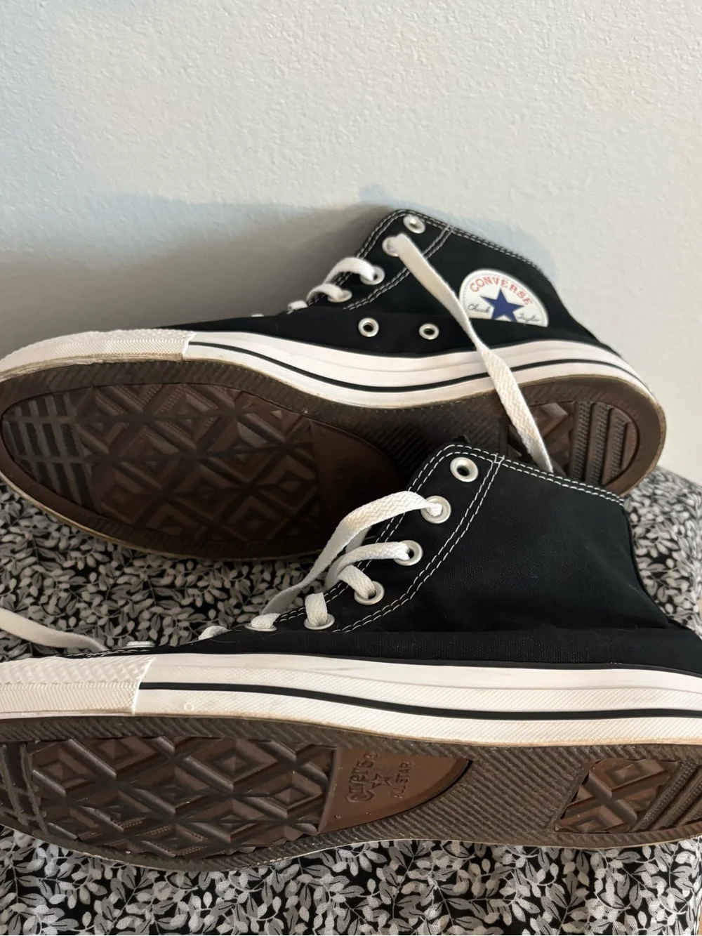 Converse Black and White High Top Sneakers - Picture 4 of 7